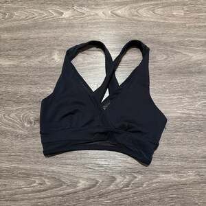 Fabletics Lola Medium Support Black Mesh Wrap Sports Bra